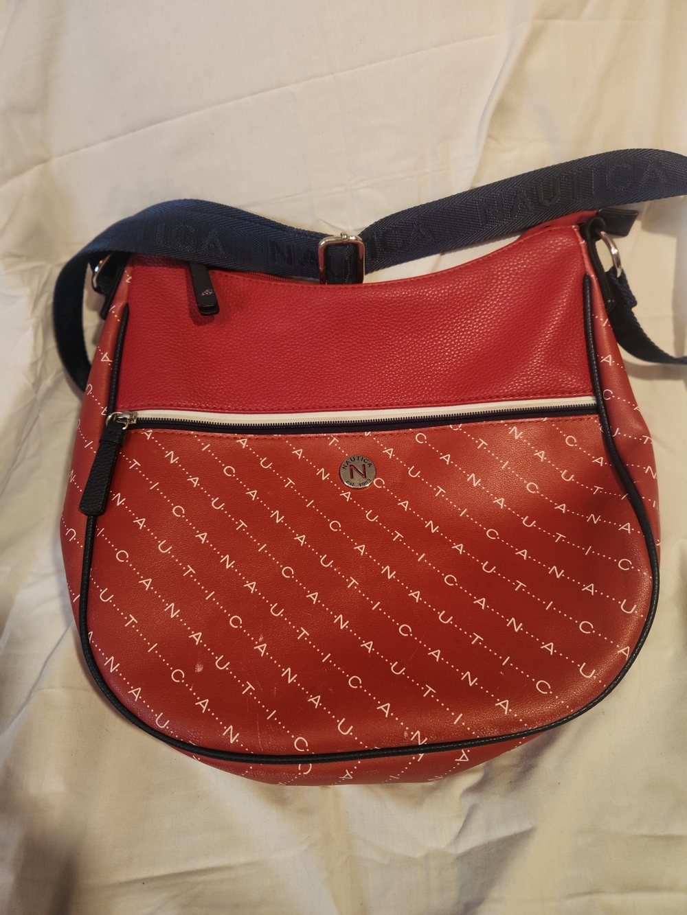 Nautica Red Logo-Print Crossbody Bag